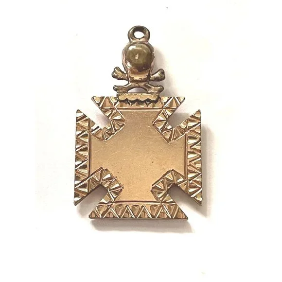 Antique Ancient Order Of United Workmen Fob Skull Crossbones Anchor Emblem
